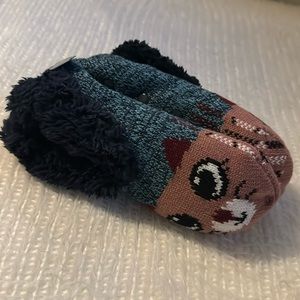 Slipper socks gripper 4-10 plush faux fur